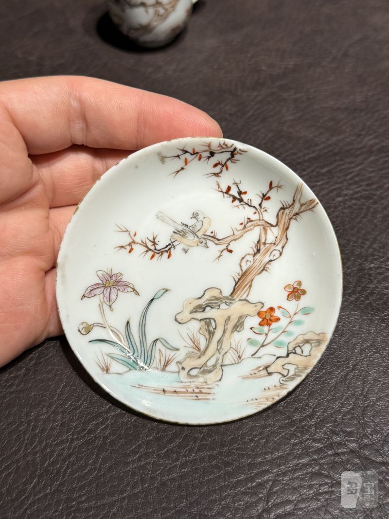 清乾隆 粉彩花鸟纹茶具一套25件 - 图8